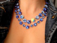 Sapphire Rhinestone Rivoli Necklace / Anna Wintour Choker / Crystal Collet / Antique silver Jewelry / Birthday Gift