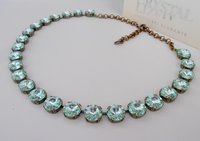 Chrysolite Crystal Necklace in Antique Bronze Anna Wintour Jewelry Rivoli Green Collet 12mm Tennis Choker Cup chain ByParisie