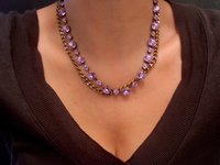 Lavender layering Necklace, Crystal Chain jewelry, Double Strand, Copper setting, Women Birthday Gift