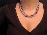 Lavender layering Necklace, Crystal Chain jewelry, Double Strand, Copper setting, Women Birthday Gift