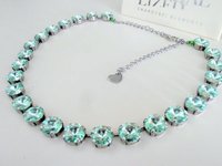 Light Vitrail Chrysolite Green Crystal Necklace in Platinum Choker Anna Wintour Tennis Cup chain Jewelry for Women