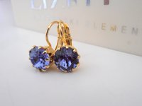 Tanzanite Crystal Dangle Earrings | French Crown Earrings