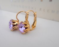 Lilac Crystal Crown Drop Earrings in Gold | Everyday Dainty Jewelry for Girls