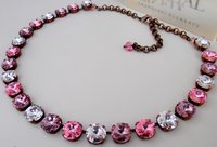 Multicolors Rose Premium Crystal Necklace, Anna Wintour Rivoli Choker 12mm, Antique Copper Jewelry, Valentine's Day Gift