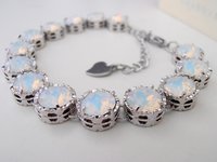 White Opal Filigree Crystal Bracelet in Platinum | Austrian Jewelry