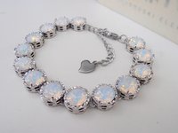 White Opal Filigree Crystal Bracelet in Platinum | Austrian Jewelry