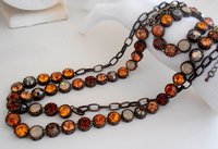 Brown Multicolors Art deco Style Necklace, Bronze Jewelry, Antique Crystal Choker, Round Filigree Round, Women Christmas Gift