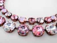 Multicolors Rose Premium Crystal Necklace, Anna Wintour Rivoli Choker 12mm, Antique Copper Jewelry, Valentine's Day Gift