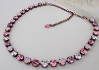 Multicolors Rose Premium Crystal Necklace, Anna Wintour Rivoli Choker 12mm, Antique Copper Jewelry, Valentine's Day Gift