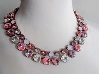 Multicolors Rose Premium Crystal Necklace, Anna Wintour Rivoli Choker 12mm, Antique Copper Jewelry, Valentine's Day Gift