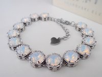 White Opal Filigree Crystal Bracelet in Platinum | Austrian Jewelry