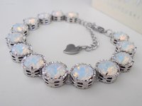 White Opal Filigree Crystal Bracelet in Platinum | Austrian Jewelry