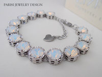 White Opal Filigree Crystal Bracelet in Platinum | Austrian Jewelry