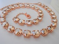 Rose Gold Tennis Necklace, Crystal Cup chain Choker, Bridal Jewelry, Bridesmaid Wedding Jewelry, Golden Shadow Chatons