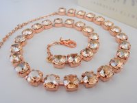 Rose Gold Tennis Necklace, Crystal Cup chain Choker, Bridal Jewelry, Bridesmaid Wedding Jewelry, Golden Shadow Chatons