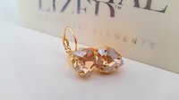 Gold Heart Earrings / Valentine's day Gift / Lever-back Setting 11x10mm / Golden Shadow Heart Shaped Drops