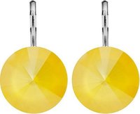 Buttercup Yellow Drop Earrings made with Rivoli Crystals 12mm • Stainless Steel Dangle Round Lever back Setting