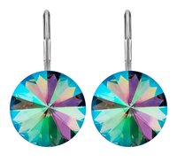 Paradise Shine Rivoli Crystal Dangle Earrings 12mm, Stainless Steel Round Lever back, best friend Gift