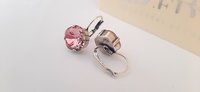 Antique Pink Crystal Dangle Earrings in Silver Plating