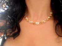 Golden Shadow Rivoli Crystal Necklace, Anna Wintour Gold Choker 12mm, Cup chain Collet, Wife Jewelry, Gift for women