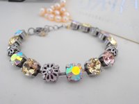 Jonquil AB Multi-colors Cup chain Tennis Bracelet 8mm / Prom Jewelry / Birthday Gift / Boho