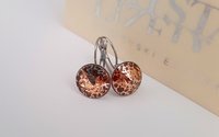 Light Colorado Topaz Rose Patina Earrings with Rivoli Crystals / Women Jewelry / Dangle Stainless Steel Round / Girl Birthday Gift