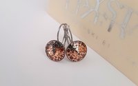 Light Colorado Topaz Rose Patina Earrings with Rivoli Crystals / Women Jewelry / Dangle Stainless Steel Round / Girl Birthday Gift