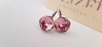 Antique Pink Crystal Dangle Earrings in Silver Plating