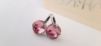 Antique Pink Crystal Dangle Earrings in Silver Plating