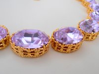 Lilac Gold Choker Necklace, Riviere Filigree Collet with Purple Oval Crystals, Anna Wintour Art Deco Jewelry, Wife Anniversary Gift