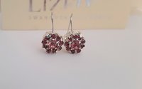 Antique Pink Flower Embellishment Drop Earrings / Floral Jewelry / 12mm Round Hook Setting / Girl Birthday Gift