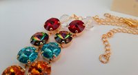 Harlequin Gold Rivoli Crystal Necklace, Anna Wintour Multi-colored Tennis Choker, Woman Jewelry, Anniversary Gift