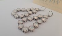 White Opal Chandelier Teardrop Earrings in Platinum | Wife Anniversary gift