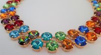 Harlequin Gold Rivoli Crystal Necklace, Anna Wintour Multi-colored Tennis Choker, Woman Jewelry, Anniversary Gift