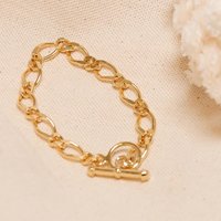 Gold 16K Plated Figaro Initial Chain Bracelet / Personalized Gift / 3Micron Letter Bracelet / Women Statement Jewelry / Valentine's Day