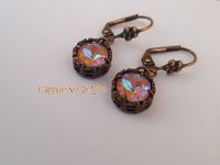 Cappuccino DeLite Crystal Dangle Earrings in Antique Bronze 