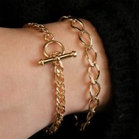 16K Real Gold Plated Chain Bracelets with Custom Initial Charms | Valentine's Day Gift
