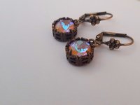 Cappuccino DeLite Crystal Dangle Earrings in Antique Bronze 