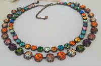 Multi-color Topaz Tennis Rivoli Necklace, Antique Bronze Jewelry, 12mm Cup chain, Wife Anniversary Gift