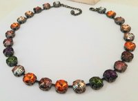 Multi-color Topaz Tennis Rivoli Necklace, Antique Bronze Jewelry, 12mm Cup chain, Wife Anniversary Gift