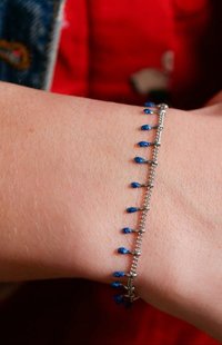 Blue Glittery Chain Drops Minimalist Bracelet • Stainless steel blue epoxy Resin • Bar Bracelet • Girl Birthday Gift