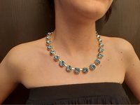 Light Sapphire Rivoli Blue Crystal Necklace in Gold Choker Anna Wintour Collet Statement Summer Modern Jewelry for Party Gift for her