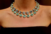 Aquamarine and Light Sapphire Rivoli Tennis Necklace, Anna Wintour Choker, Gold Collet Jewelry for Women, Birthday Gift