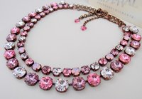 Multicolors Rose Premium Crystal Necklace, Anna Wintour Rivoli Choker 12mm, Antique Copper Jewelry, Valentine's Day Gift