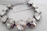 Silver Shade Wedding Bracelet with Rivoli Crystals 12mm, Bridal Tennis Cup chain, Antique Silver Jewelry, Birthday gift