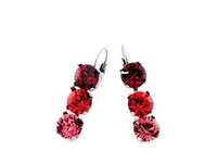 Red Multi colors Crystal Tennis Drop Earrings, Dangle Lever back Cup chain Jewelry, Ruby-Rose-Hyacinth, Gift for Girlfriend