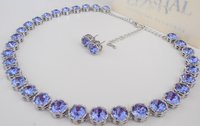 Tanzanite Art Deco Crystal Necklace, Blue Filigree Wedding Choker For Anniversary, Jewelry Gift For her