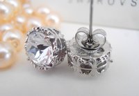 Diamond Crystal Post Earrings in Platinum | Art Deco Wedding Jewelry