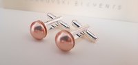 Rose Gold and Peach Pearl Shirt Cufflinks, Minimalist Fashion Cuffs, Jewelry for Mom, Platinum Cuff Fasteners