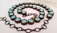 Pacific Opal Crystal Filigree Necklace | Antique Bronze Jewelry